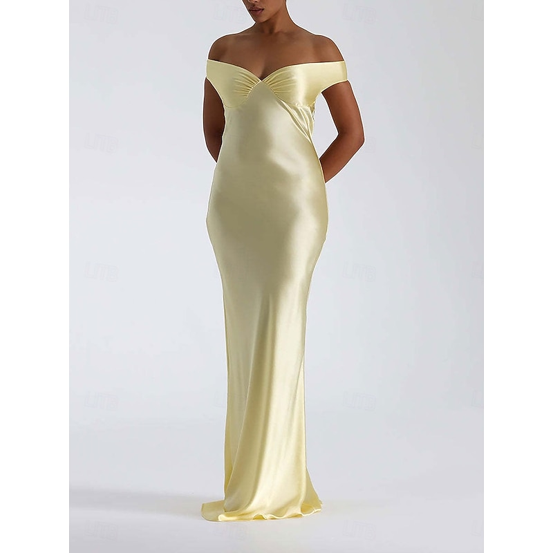 Dress Mermaid / Trumpet Party Dresses Elegant Dress Wedding Wedding Guest Floor Length Sleeveless Off Shoulder Backless with Ruched3