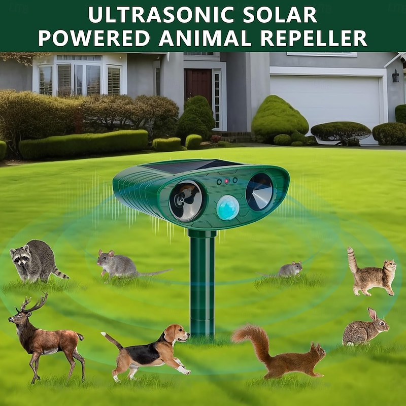 Solar Animal Repellent Ultrasonic, Cat Repellent Outdoor Deer Repellent Devices with Motion Sensor Animal Repeller to Repel Cat Deer Squirrel Rabbit Dog Skunk for Yard Lawn Garden Outdoor3
