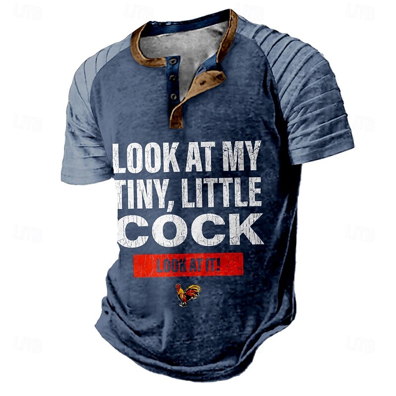 Men's Funny Slang Henley Shirt Raglan T Shirt Short Sleeve T shirt Henley Shirt Fashion Designer Casual Vacation Street Casual Black Blue Summer Spring All Seasons Clothing Apparel S M L XL XXL XXXL2