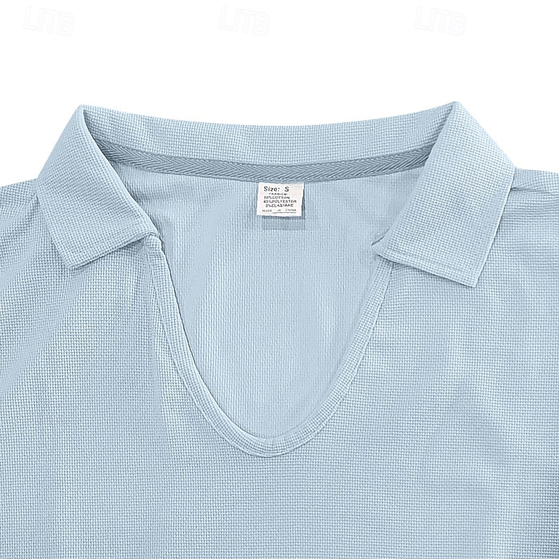 Men's Tee Short Sleeve Shirt Tee Top Short Sleeve V Neck Lapel Spring &  Fall Plain Fashion Designer Sexy Vacation Street Going out Apricot White Light Grey Top Tee for Men3