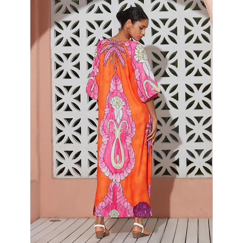 Chiffon V Neck Plant String Maxi Dress2