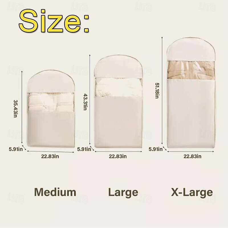 Space Saving Hanging Garment Bag with Self Compression Zipper, Self Compression Zip Garment Bags, Space Saving Hanging Bag, Protects Clothes from Wrinkles2