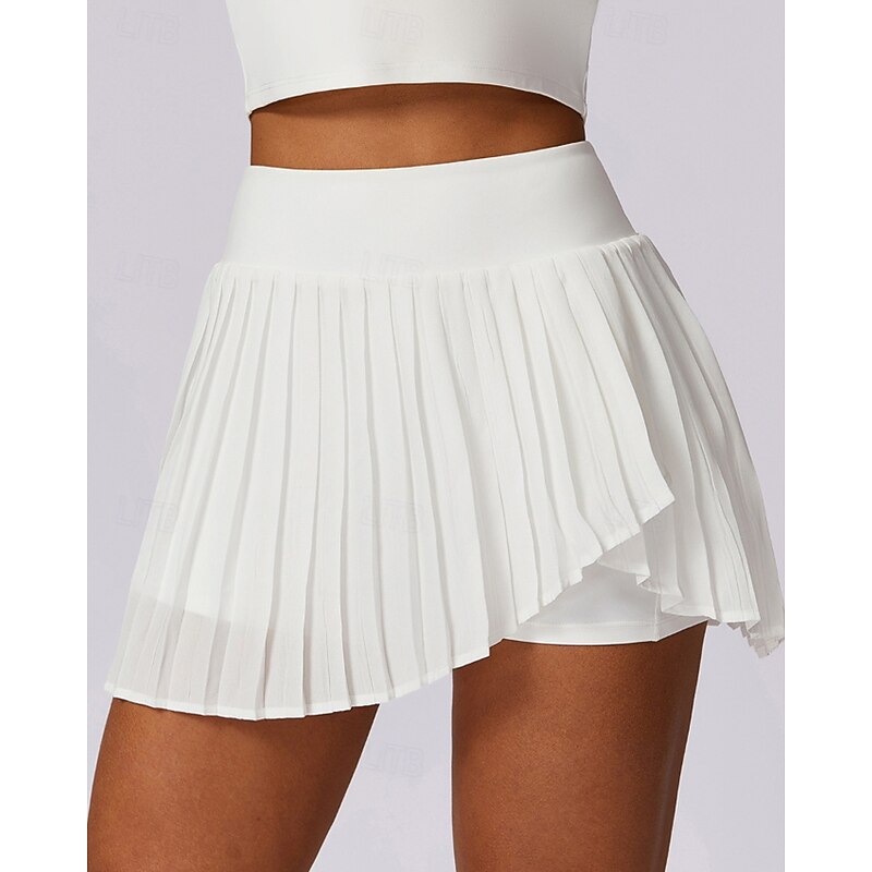 Women's Solid Colored Tennis Skirts Tennis Skirts with Shorts Pleated Side Split Quick Dry Tennis Golf Pickleball Bottoms Black White Blue Tennis Clothing3