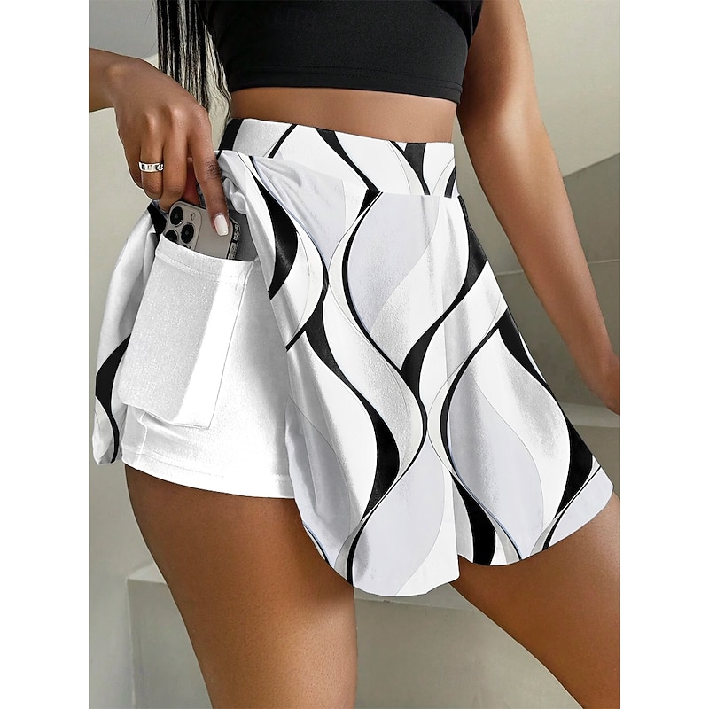Women's Short Skirt culottes Fashion Casual Mini High Waist Skirts Graphic Gradient Micro-elastic Daily White Blue Rainbow Rose Red Summer Knit Polyester
