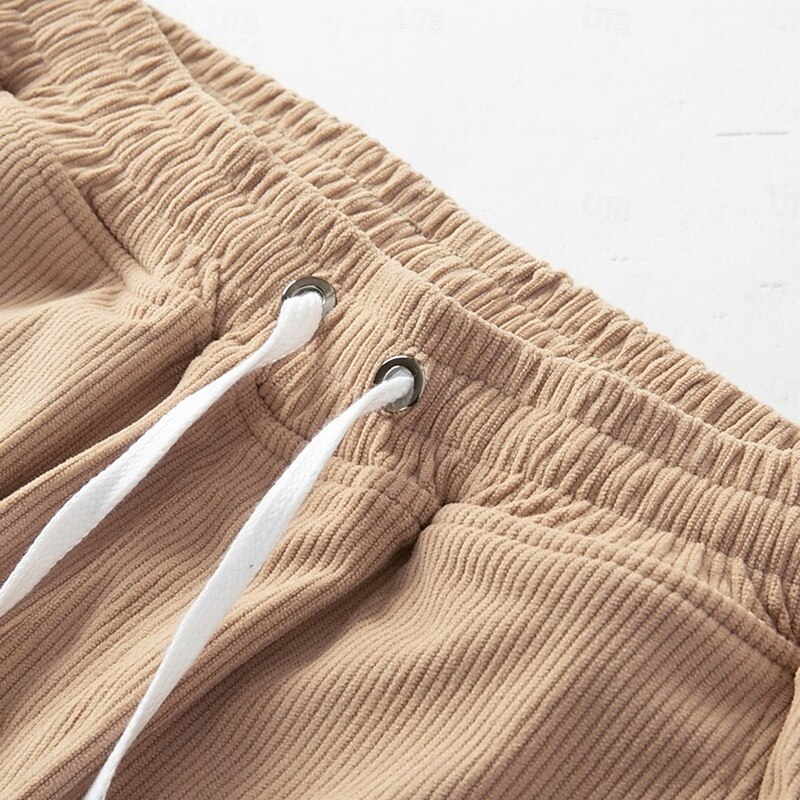 Men's Cargo Shorts Corduroy Pants Camping Shorts Shorts Beach Shorts Drawstring Elastic Waist Multi Pocket Color Block Plain Comfort Soft Knee Length Outdoor Casual Daily Vacation Fashion Black Blue3