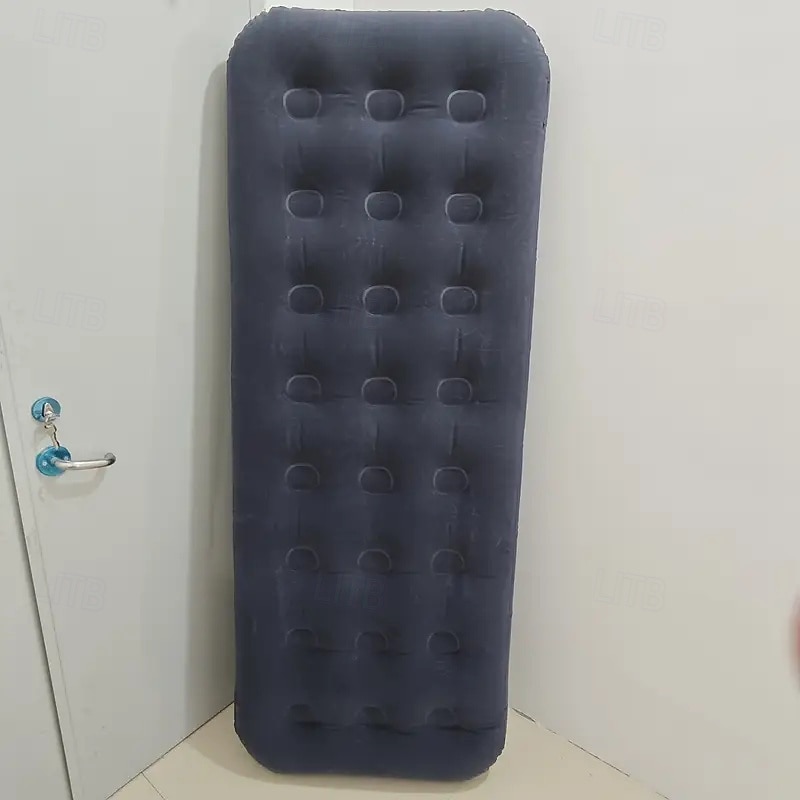 Portable Air Mattress Blue Foldable Outdoor Camping Air Flocking Bed Sleeping Mat4