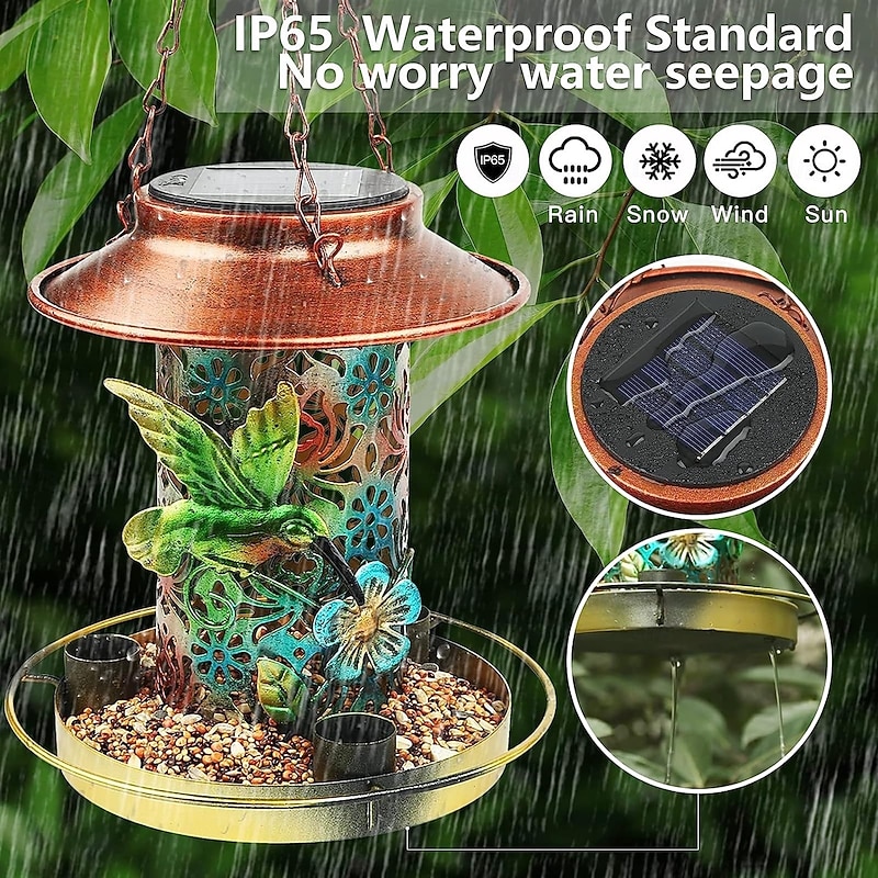 1 Pc Outdoor Solar Bird Feeder Light, Metal Hollow Out Light, Courtyard Garden Balcony Landscape Light, Decorative Light, Bird Lover Gift2
