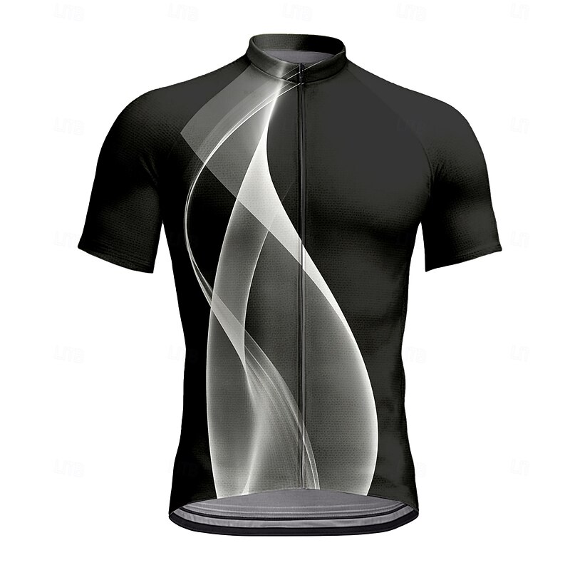 Men's Cycling Jersey Graphic Geometric Short Sleeve Bike Tee Tshirt Jersey Top with 3 Rear Pockets UV Resistant Quick Dry Front Zipper Reflective Strips Sports White Blue Clothing Apparel4