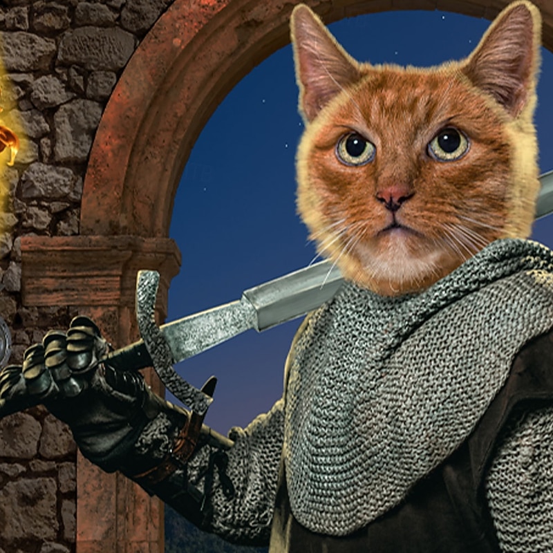 Cat Knight VINCENT HIE Men's Cat T Shirt Short Sleeve T shirt 3D Print Crew Neck Shirt Exaggerated Designer Party Street Casual Brown Summer Spring All Seasons Clothing Apparel S M L XL XXL XXXL 4XL2