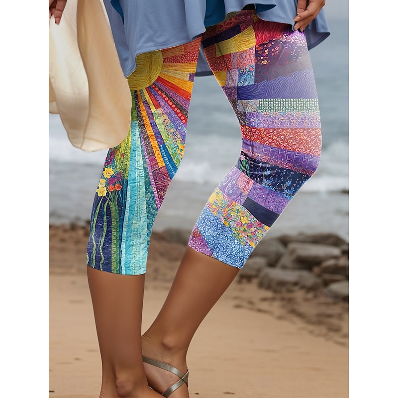 Women's Leggings Capri Pants High Elasticity Vacation Vintage Fashion Calf-Length High Waist Floral Graphic Printing Thermal Warm Breathable Soft Stretchy Formal Outdoor Vacation4