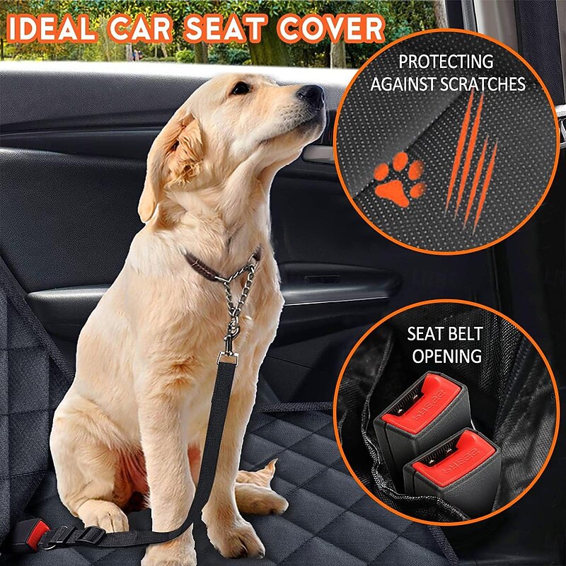 Dog Car Seat Cover Back Seat Cover for Dogs Pet Car Seat Protector Waterproof Bench Car Seat Cover Non-Slip Reat Seat Cover fits Middle Armrest for Most Cars Trucks SUVs4