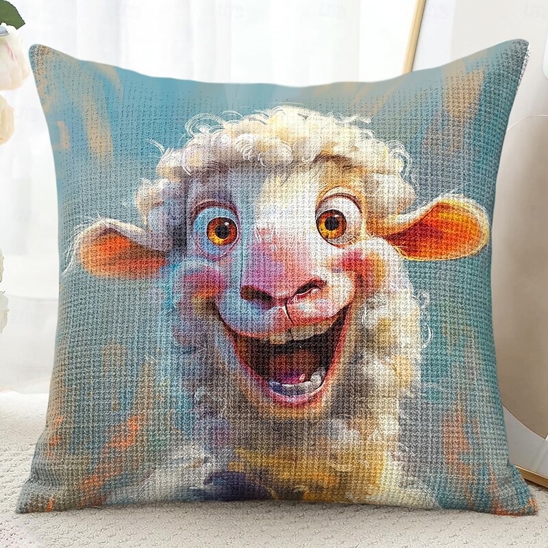 Funny Animal Sheep Decorative Toss Pillows Cover 1PC Soft Square Couch Cushion Case Pillowcase for Bedroom Livingroom Sofa Chair3
