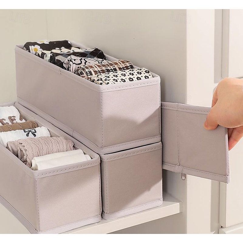 1pc Sock Underwear Drawer Organizer, Soft Cloud Cotton Foldable Storage Box, Underwear and Socks Organizer for Home, Foldable Clothing Storage Box3