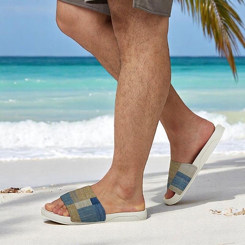Men's Patchwork Designed Slide Sandals – Casual & Stylish Style for Men in Beach Vacations, Poolside Relaxing & Daily Summer Wear3