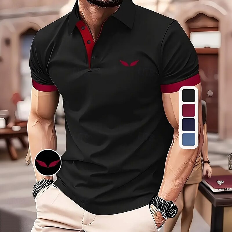 Men's Graphic Polo Short Sleeve Polo Shirts Collared Shirts Business Casual School Outdoor Athleisure Daily Wear 3D Print Summer Black Red Blue