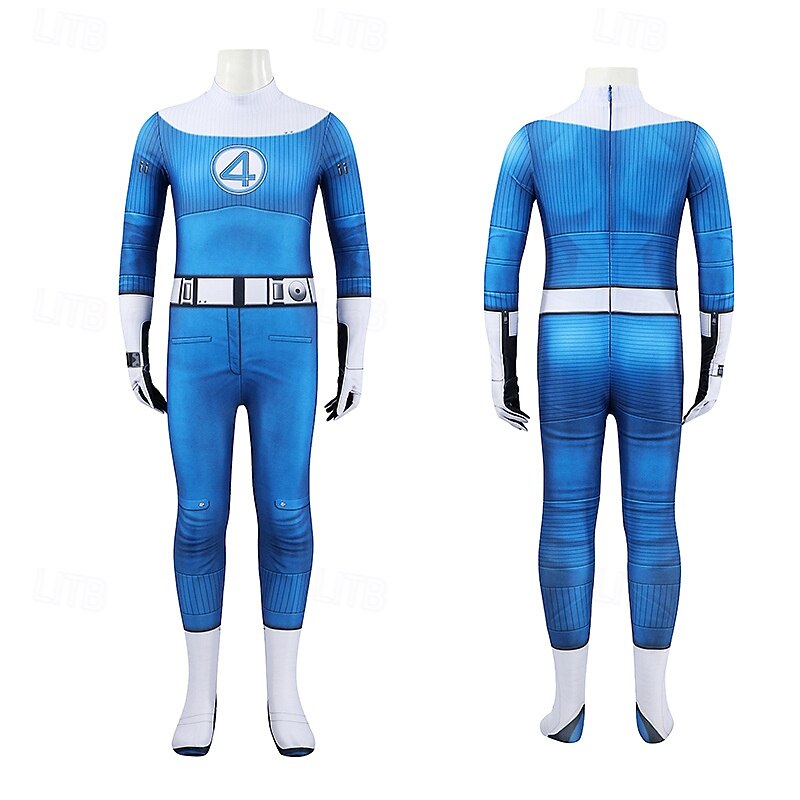 The Fantastic Four: First Steps Superhero Mister Fantastic Group Costume Jumpsuit Bodysuits Carnival Costume Dress Up Movie Cosplay for Boys Girls' Kid's Halloween Carnival Performance Party Comic Con4