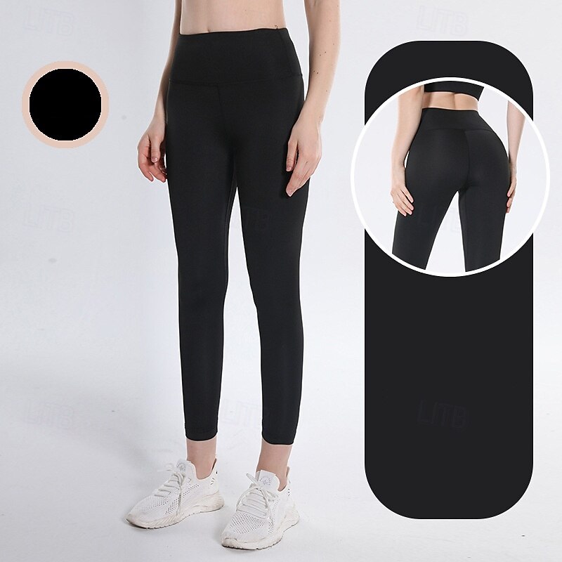 Women's Yoga Pants Yoga Leggings Scrunch Butt Anti-Curling Butt Lift Tummy Control High Waist Pilates Gym Workout Workout Tights Solid Color Black Blue Dusty Blue Spandex Fall Sports Activewear3