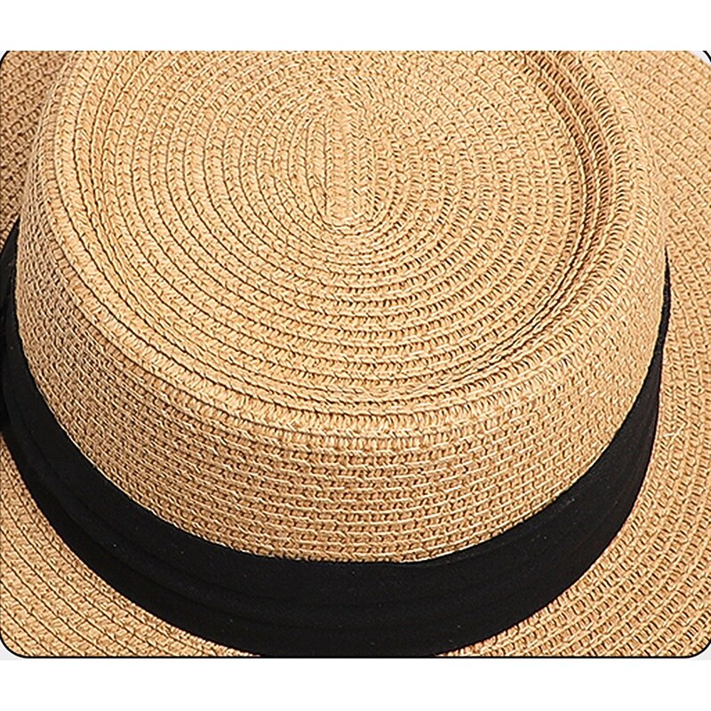 Retro Vintage 1950s Braid Sun Hat Ribbon Fancy Dress Women's Vacation Beach Adults' Hat Summer2