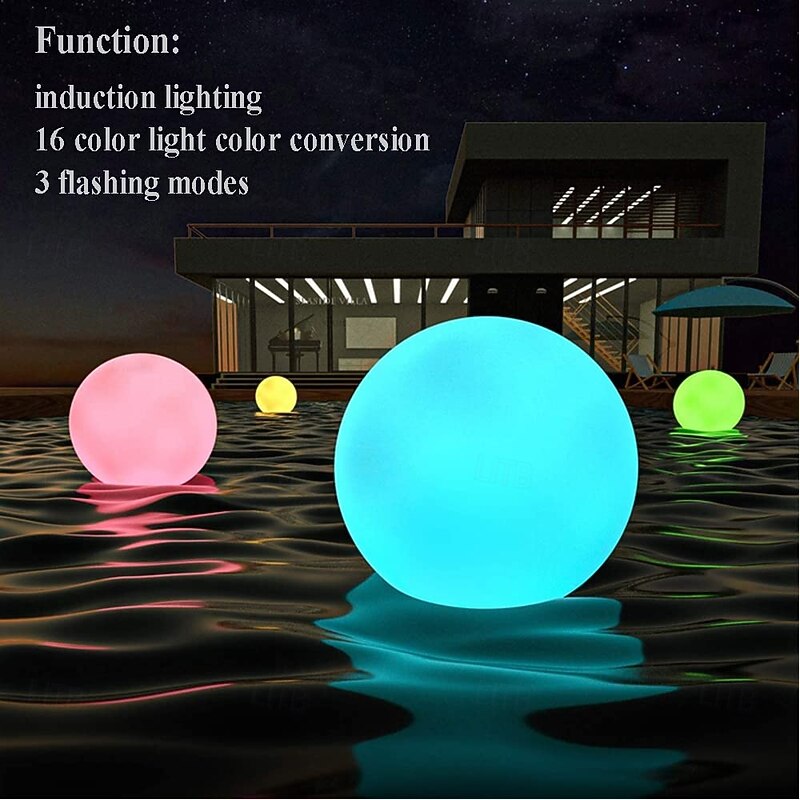 1 Pc 40cm Outdoor Solar Waterproof Inflatable Balloon Pool Light Courtyard Lawn Garden Pond Fountain Outdoor Party Landscape Atmosphere Light Floating Light3