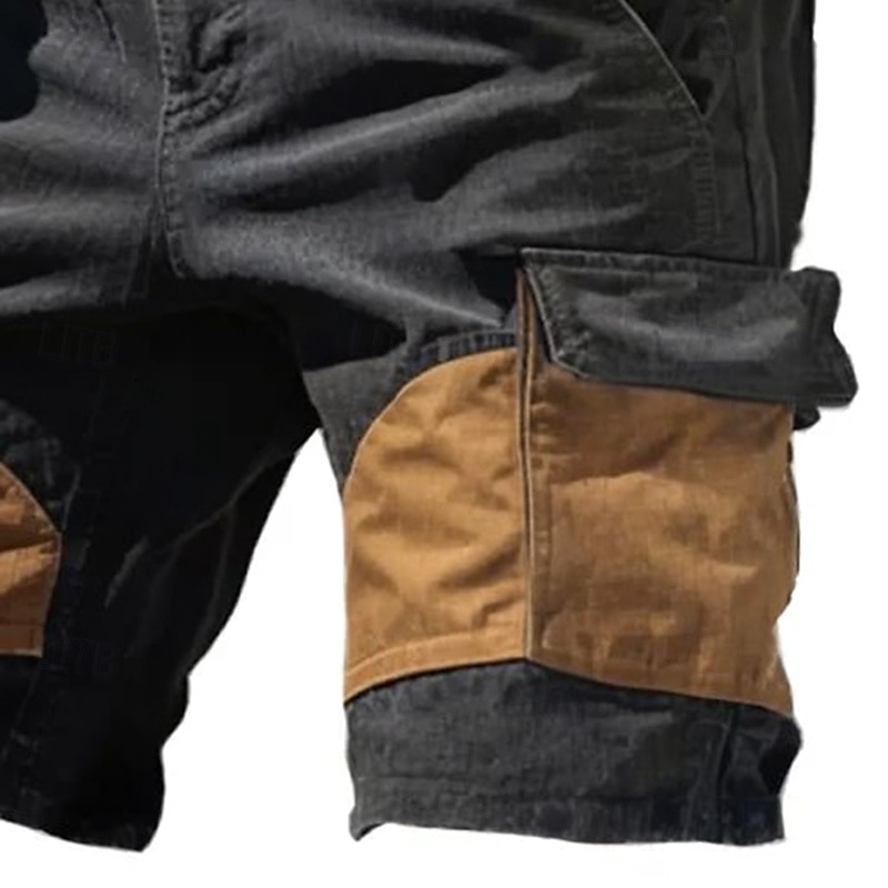Men's Cargo Shorts Shorts Bermuda shorts Hiking Shorts Multi Pocket Straight Leg Color Block Plain Breathable Moisture Wicking Knee Length Outdoor Casual Daily Fashion Streetwear Black Micro-elastic2