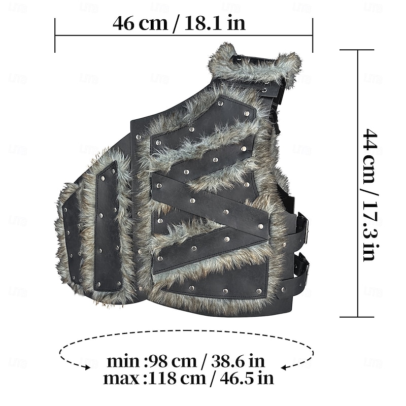 Retro Vintage Medieval Renaissance Armor Masquerade Chest Guard Pirate Warrior Viking Rivet Solid Color Fancy Dress Men's Viking Halloween Carnival Masquerade Performance Halloween Masquerade Adults'2