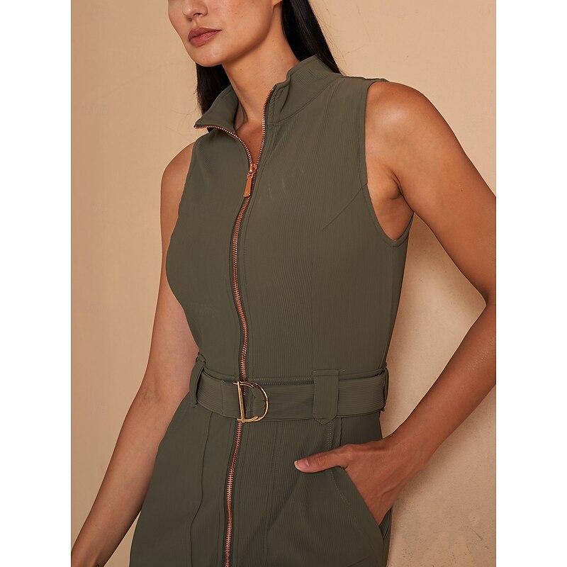 Women's Golf Dress Army Green Dark Navy Sleeveless Dress Ladies Golf Attire Clothes Outfits Wear Apparel4