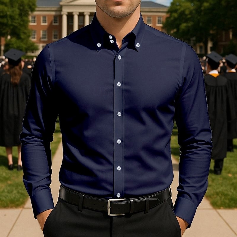 Men's Graduation Shirt Grad Shirt Class of 2025 Shirt Senior Shirt Summer Shirt Casual Shirt Black White Dark Navy Long Sleeve Solid / Plain Color Lapel Vacation Hawaiian Button-Down Clothing Apparel2