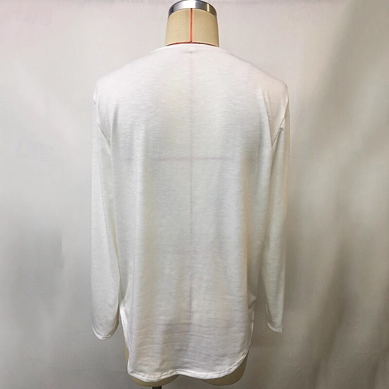 Men's T Shirt Tee Tee Top Long Sleeve Shirt Long Sleeve V Neck Summer Spring Plain Fashion Designer Basic Basic Vacation Street Going out White Top Tee for Men4