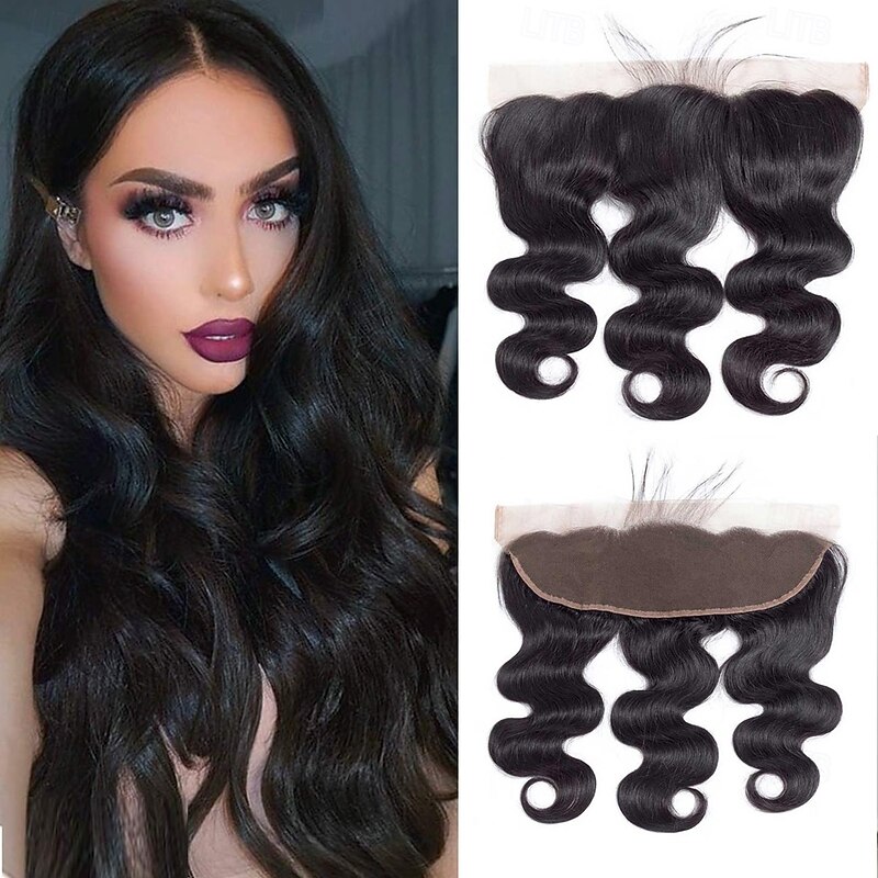 Peruvian Free/Middle Part 13x4 Body Wave Lace Frontal 100% Human Hair Natural Color Remy Hair Lace Front