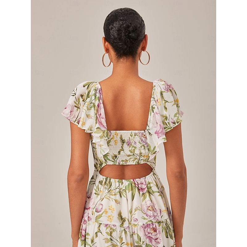 Summer Flowy Backless Chiffon Maxi Dress3