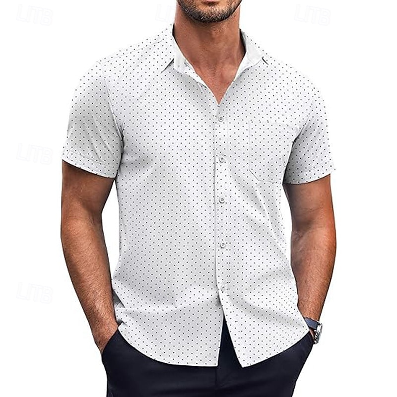Men's Shirt Summer Shirt Casual Shirt Beach Shirt Button Up Shirt Black White Pink Burgundy Navy Blue Short Sleeve Geometric Shirt Collar Vacation Hawaiian Clothing Apparel Polyester Fashion Casual4