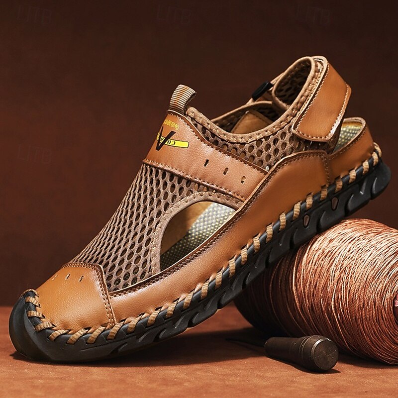 Men's Brown Mesh Sandals – Breathable and Stylish Summer Shoes for Beach, Vacation & Outdoor Activities