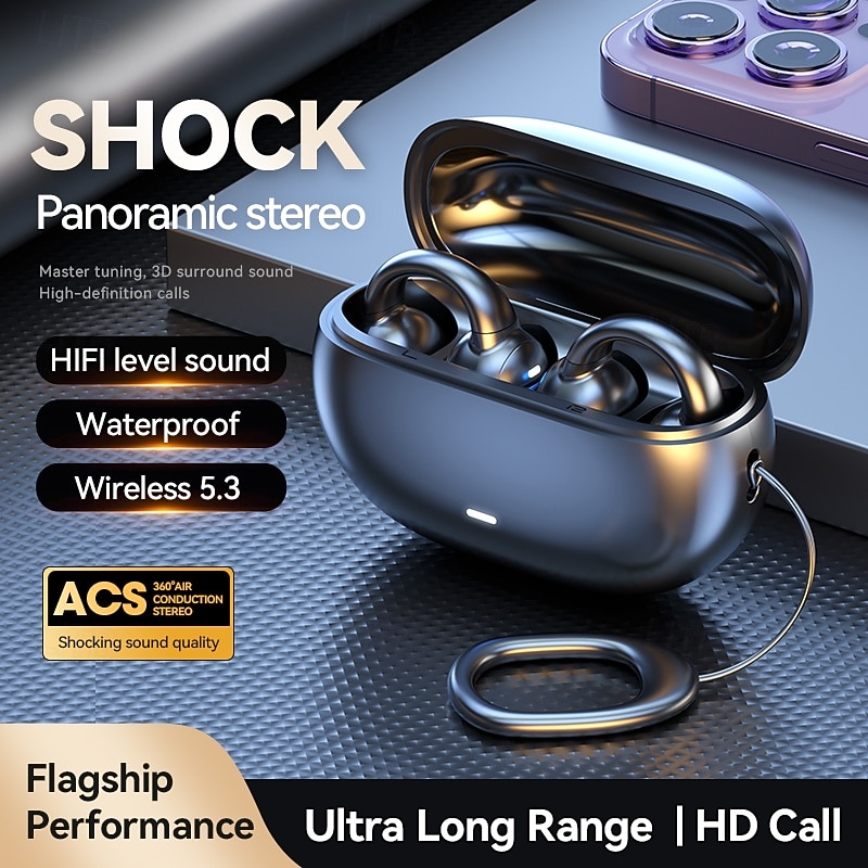 m55 True Wireless Headphones TWS Earbuds Ear Hook Bluetooth 5.3 with Charging Box Long Battery Life for Fitness