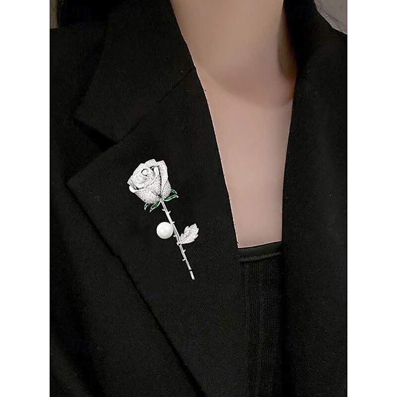 Elegant Rose Flower Brooch with Pearl – Rhinestone Encrusted Vintage Pin for Women, Ideal for Mother's Day Gift, Formal Events & Blazers4