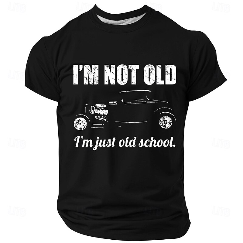 Men's Old School Hot Rod T-Shirt "I'm Not Old I'm Just Old School" Funny Vintage Car Graphic Tee for Dads & Grandpas4