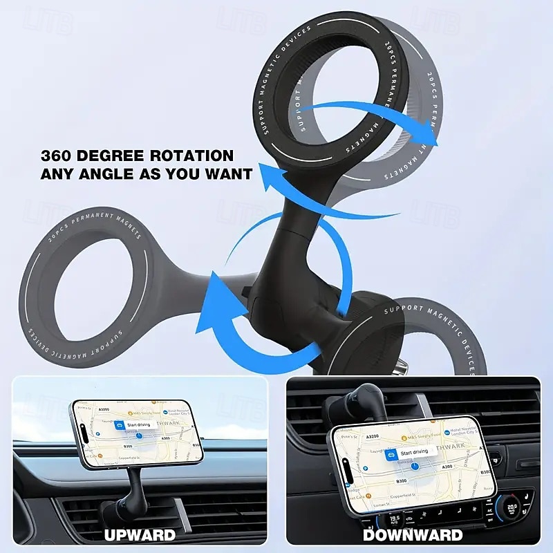 Magnetic Cell Phone Holder for Car Vents 360 Degree Swivel for All Phones2