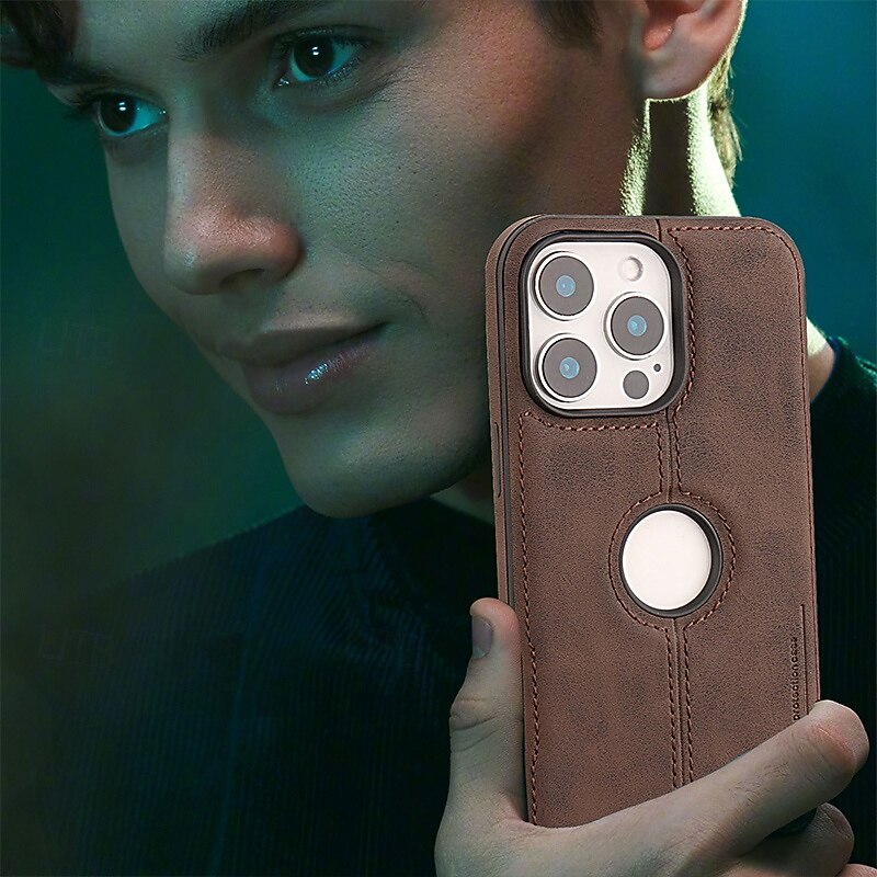 Phone Case For iPhone 16 15 14 Pro Max Plus 13 12 Pro Max Back Cover Magnetic Adsorption Support Wireless Charging Shockproof Geometric Pattern PU Leather3