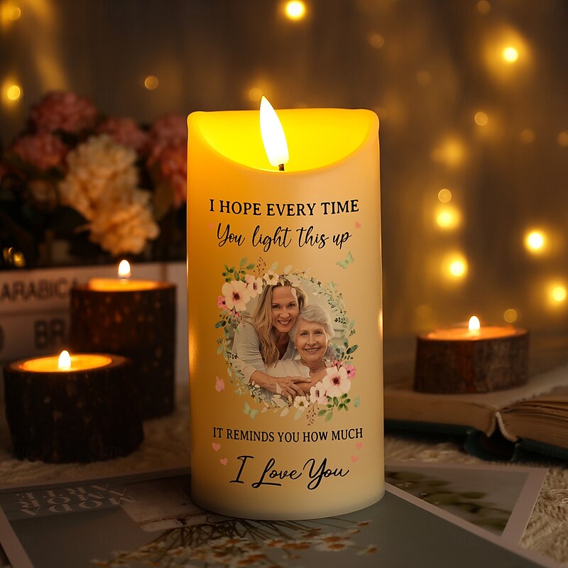 Personalized Photo LED Candle, Custom Memorial Gift, Elegant and Simple Tribute Decoration, Perfect for Honoring Loved Ones or Special Occasions4