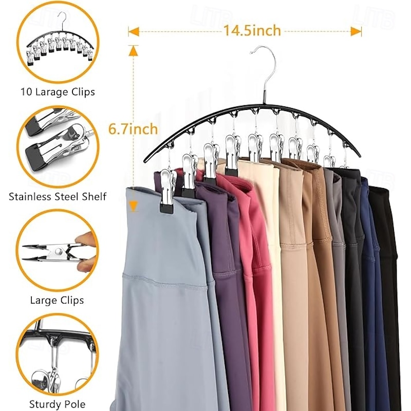 2 Pack Legging Hangers for Closet Organizer Hat Hangers for Closet with 10 Clips Holds 20 Leggings Legging Hanger Pants Storage Organizer Suitable for Socks Panties Underwear Pants2
