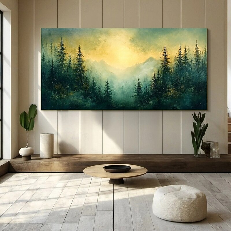 Oil Painting Hand Painted 3D Green Forest Painting hand painted canvas wall art tree oil painting canvas abstract Narrow wall decoration oversize Large Abstract Blue forest paintings  Wall Decor4