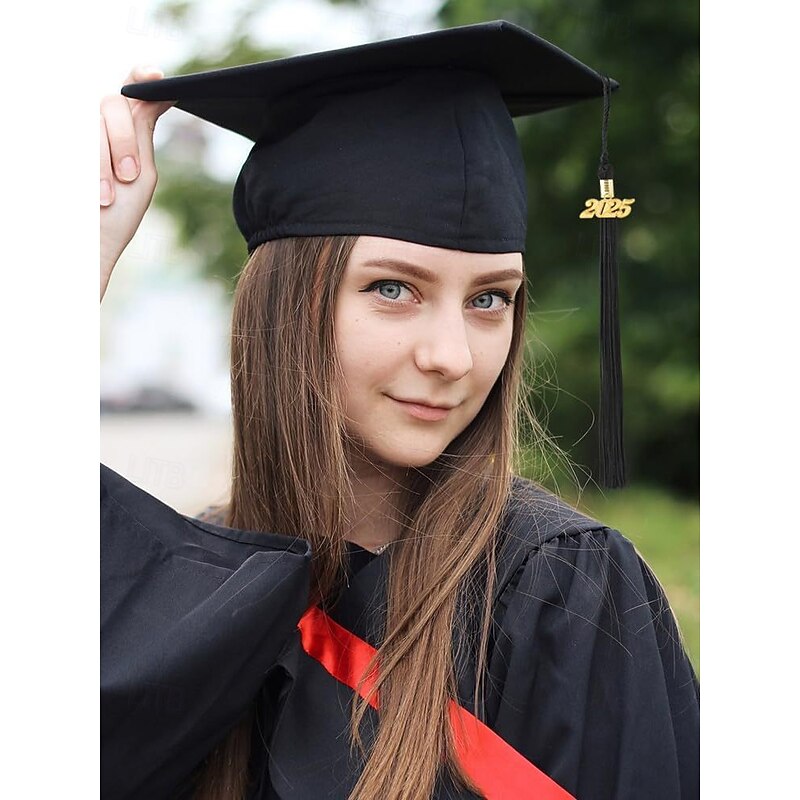 Class of 2025 Graduation Cap with Tassel and Year Charm – Unisex Matte Finish Mortarboard Hat for High School and College Ceremony, Multiple Colors
