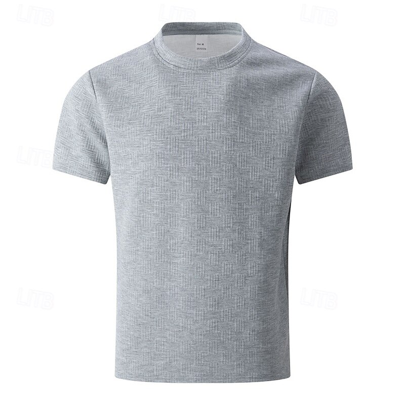 Men's T Shirt Tee Short Sleeve Shirt Tee Top Short Sleeve Crew Neck Summer Spring Plain Fashion Designer Basic Jacquard Vacation Street Going out Black White Khaki Top Tee for Men2