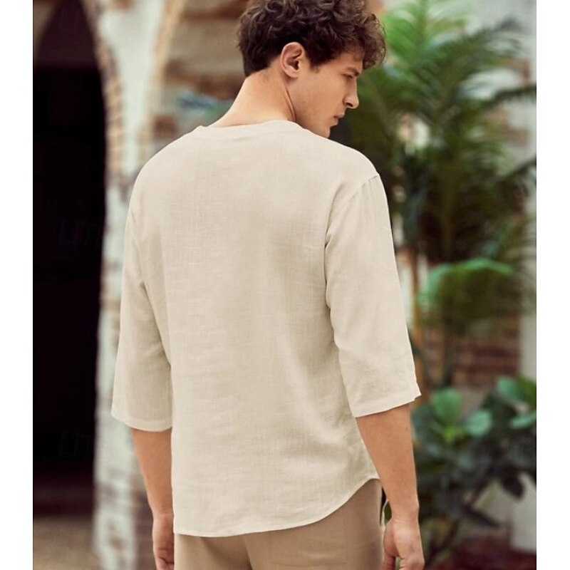 Retro Vintage Medieval Renaissance Shirt Pirate Viking Solid Color Fancy Dress Men's Viking Pirate Halloween Carnival Vacation LARP Ren Faire Adults' Shirt Summer2