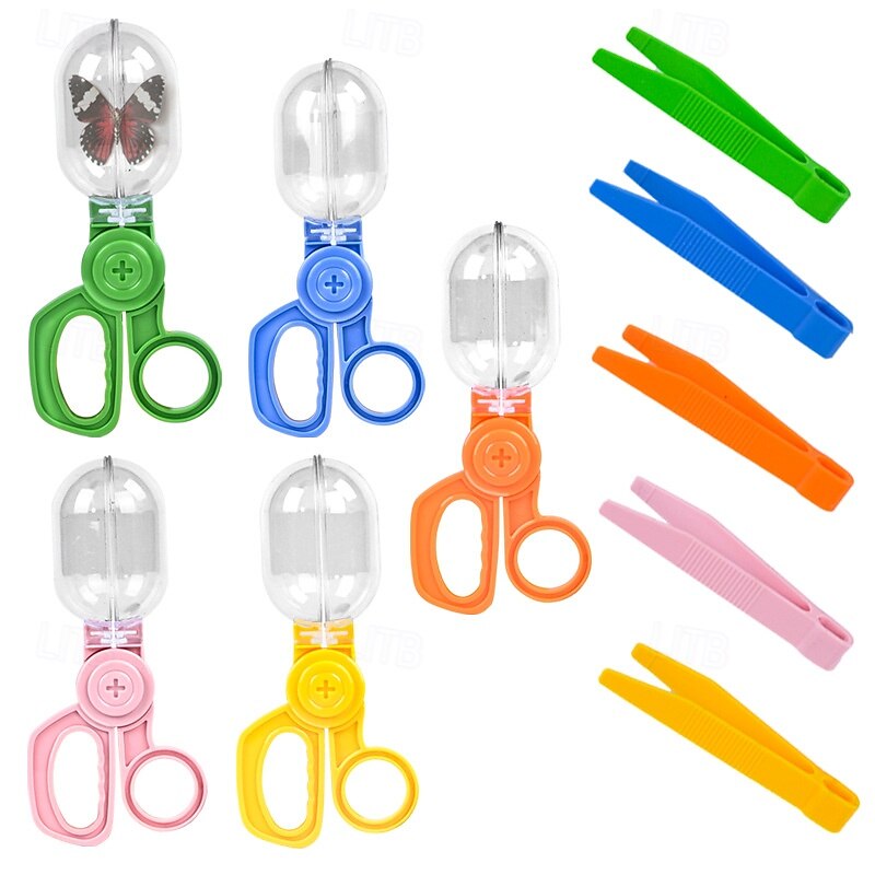 Children's Insect Capsule Clip Transparent Compartment Scissors Clip Insect Catching Clip Plastic Tweezers Pointed Tweezers Accessories2