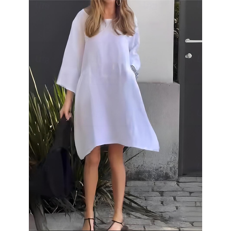 Women's Mini Dress Summer Dress Casual Daily Regular Fit Graphic 3/4 Length Sleeve Crew Neck White Pink Green Light Grey Summer