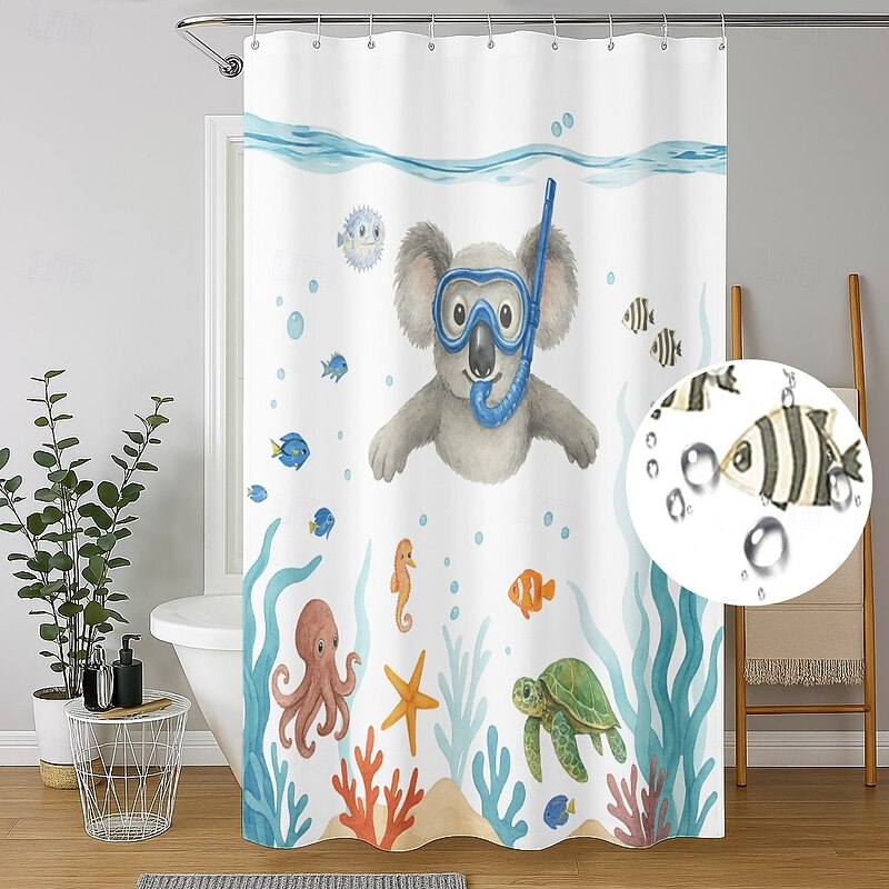 Shower Curtain with Hooks 180cm*180cm(70"*70") Polyester Washable Waterproof Pattern Bathroom Bathtub Decor Animal Abstract3