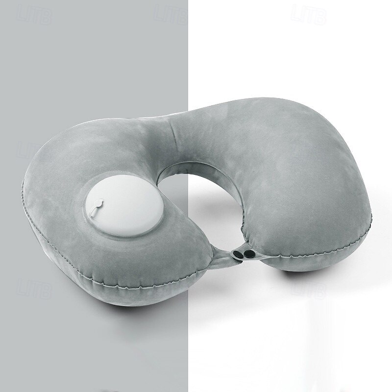 U-Shaped Inflatable Pillow, Nylon Fabric with Polyester Gel Fiber Filling, Snap Closure, Hand Washable, All-Season Comfort for Multi-Position Sleeping, Space-Themed Office & Outdoor Tent Pillow3