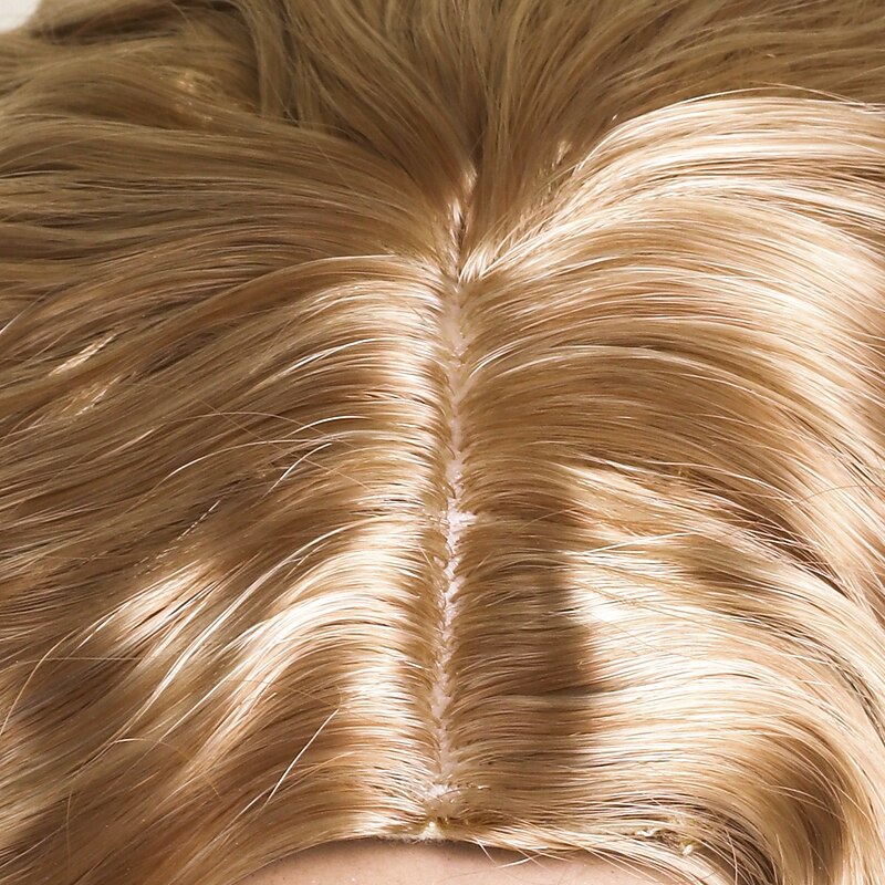 Synthetic Wig Afro Curly Water Wave Layered Haircut Deep Parting Machine Made Wig 26 inch A1 Synthetic Hair Women's Middle Part Cool Classic Blonde3