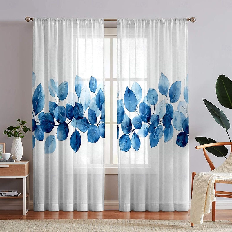 Two floral and leaf patterned window decorations and screens can be used for privacy coverage and room decoration in bedrooms as well as for kitchens cafes living rooms dining rooms and balconies4