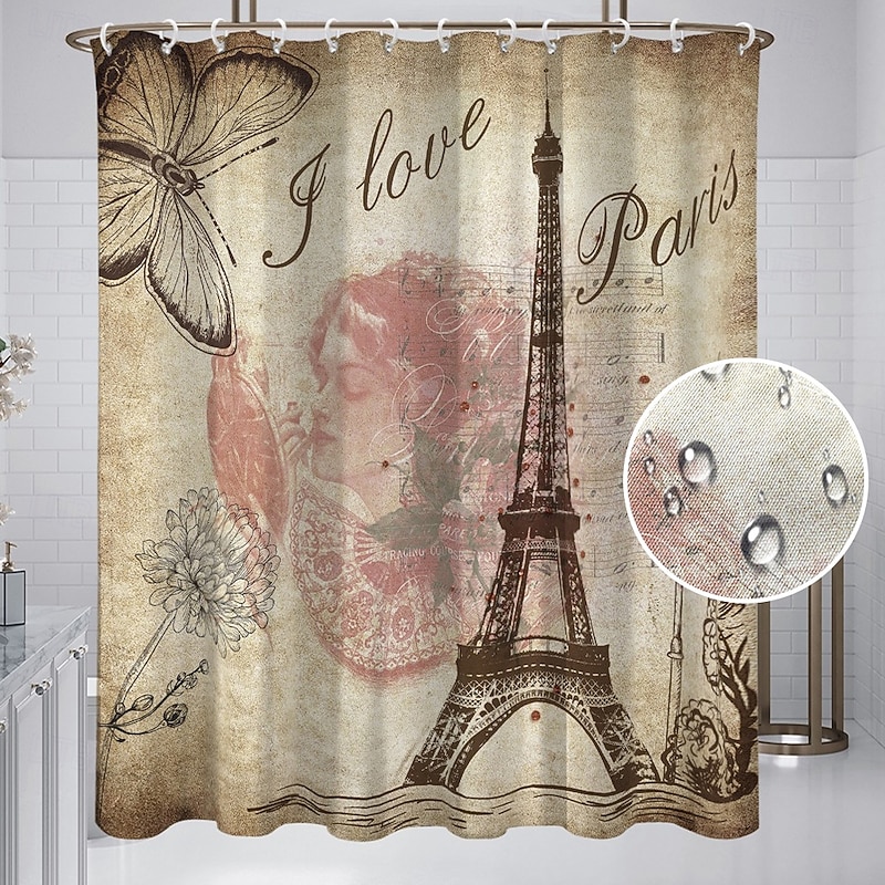 Shower Curtain with Hooks 180cm*180cm(70